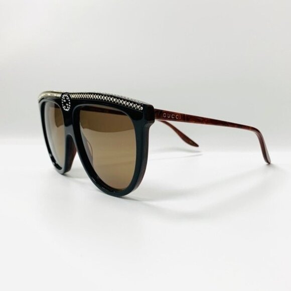 NWT Gucci GG0732S-005 Black Brown 61mm Sunglasses main image 9